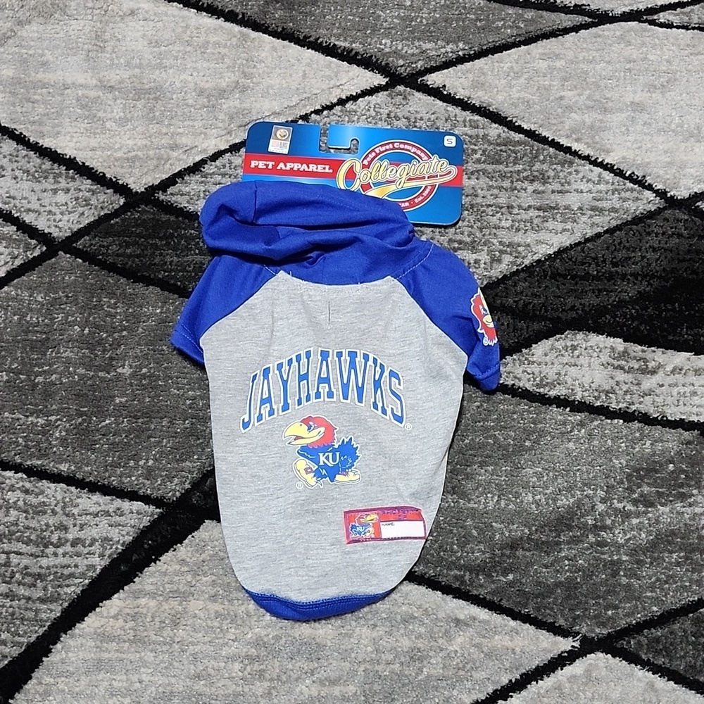 PETS FIRST COLLEGIATE KANSAS JAYHAWKS SPORT TEAM DOG/CAT HOODIE TEE-SHIR…